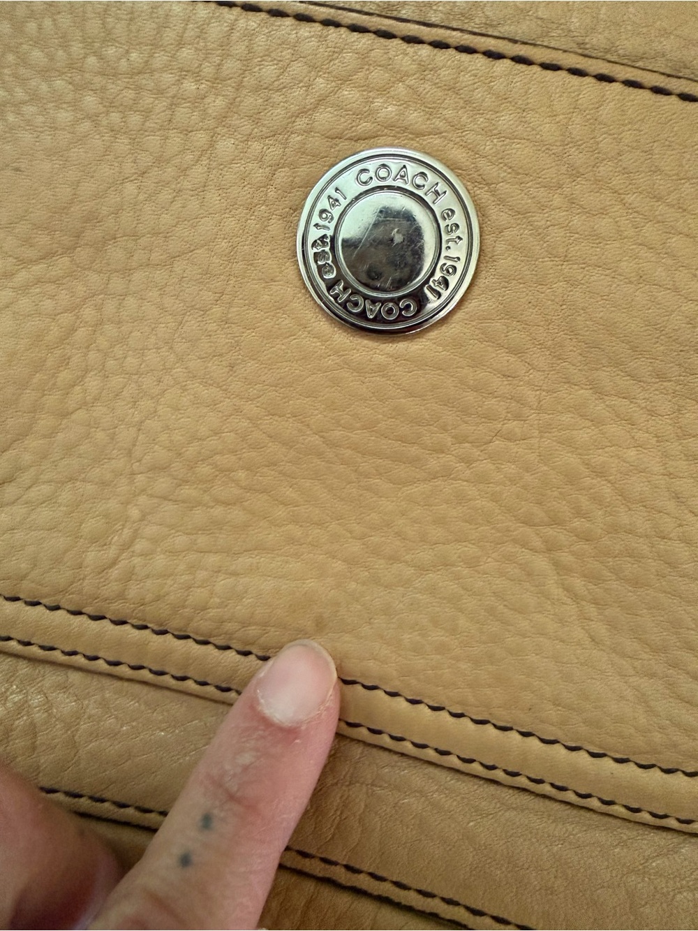 Coach Pebbled Leather Shoulder Bag in Tan - Picture 12 of 12